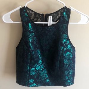 Black and teal crop top